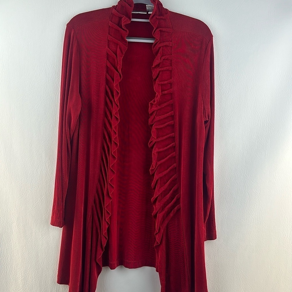 Chico’s Travelers Ruffle Open Jacket/Cardigan